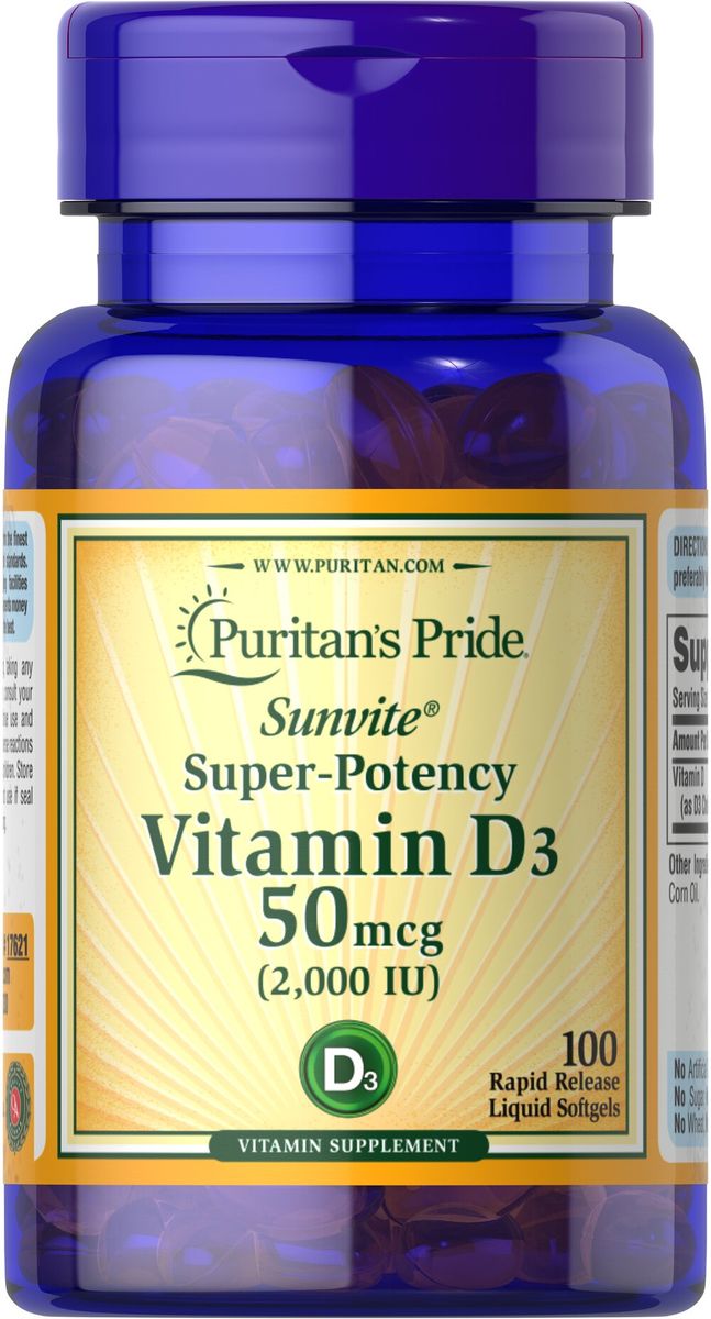 Vitamin D3 50 Mcg (2000 IU)-100 Softgels