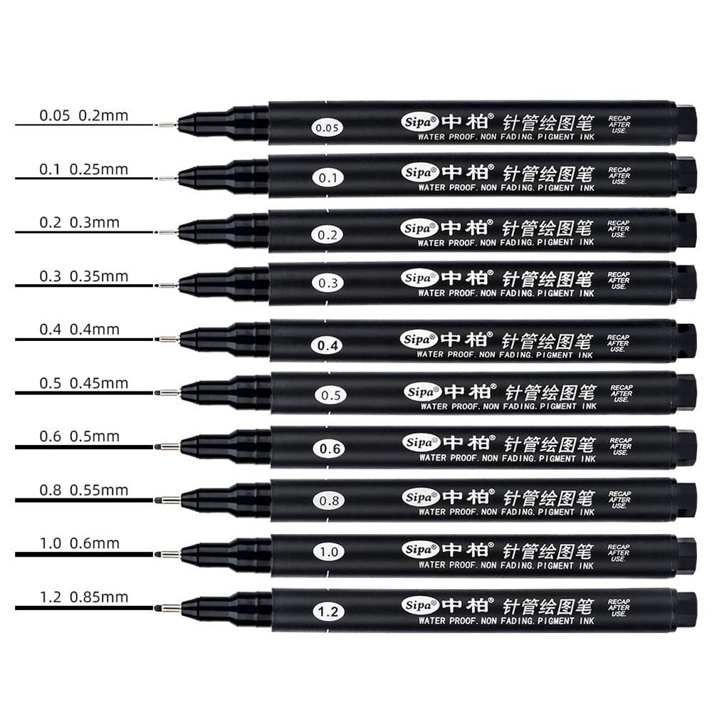 Sipa 8Pcs Black Thin Liner Pens Mini Liner Fineliner