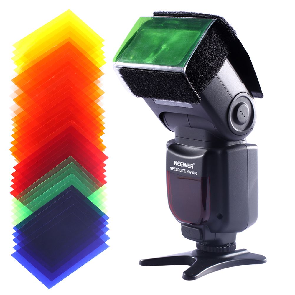 Universal Photography Speedlite Flash 1.85" X 3.03"/47 X 77 Mm 35PCS Square Full Color Balance Filter Kit With Magic Strap For Canon Nikon Sony Pentax Olympus And Other Flashes