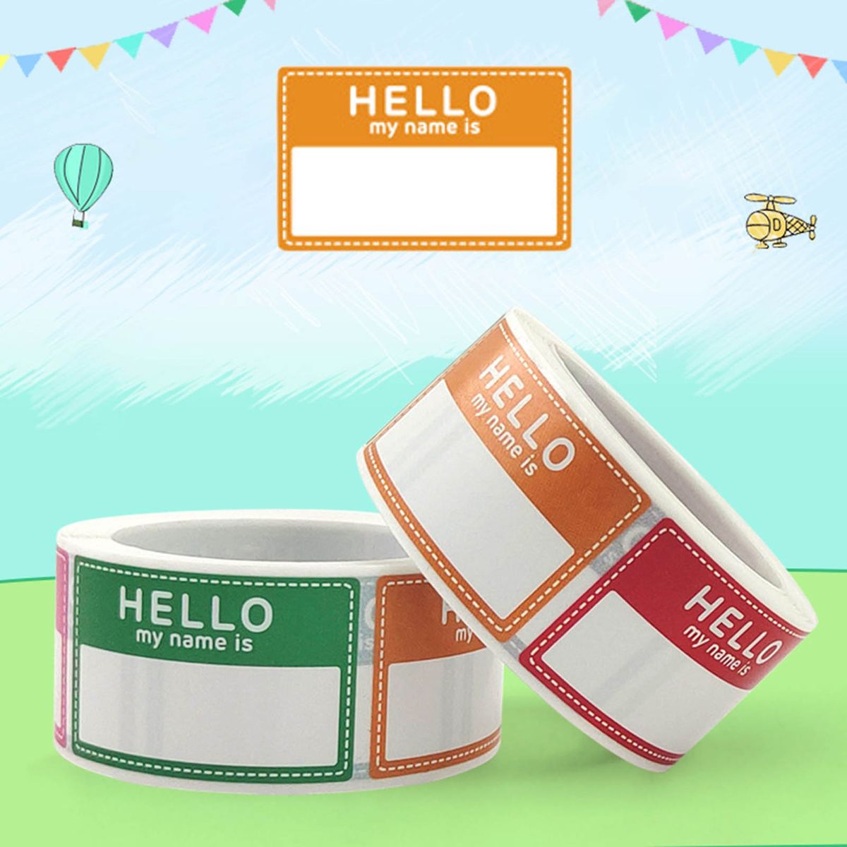 1 Roll Name Stickers Self-adhesive Kids Toy Name Labels Multicolor