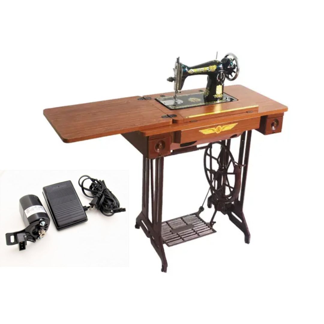 Sewing Machine (Manual & Auto) With 3-Drawer Folding Cover Brown