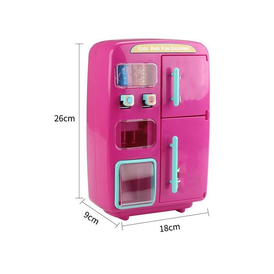 Simulation Refrigerator Set Children Pretend Play House Cooking Tools Tableware Set Fruit Toy Girl Doll House Play Toy-Blue