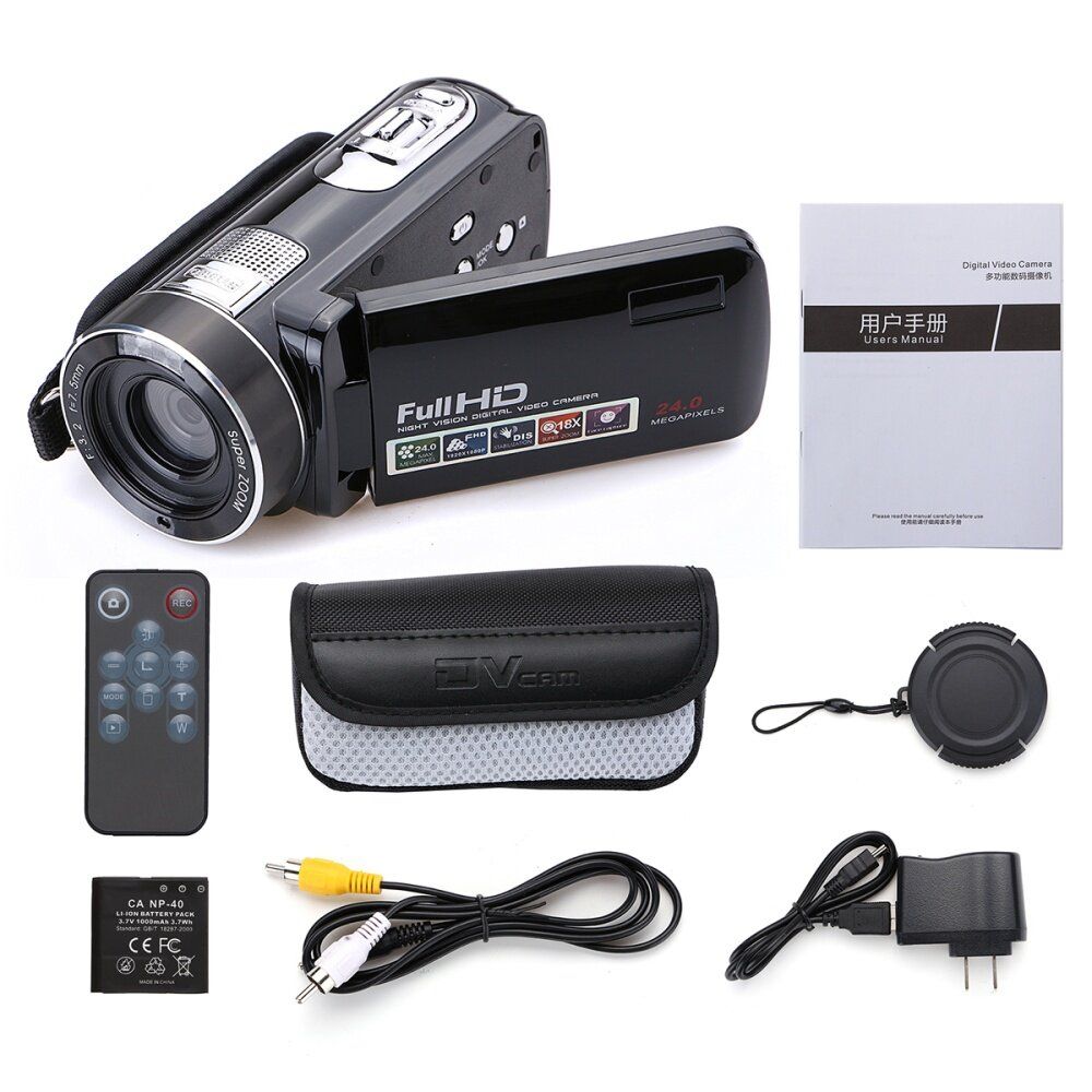 24MP HD 1080P 18X 3.0" Digital DV Camcorder Video Recorder Camera Infrared Night Black
