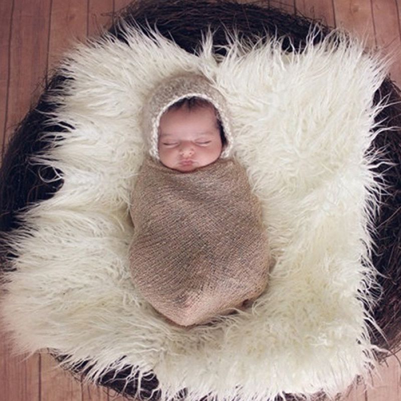 Faux Fur Photography Photo Prop Baby Newborn Blanket-White