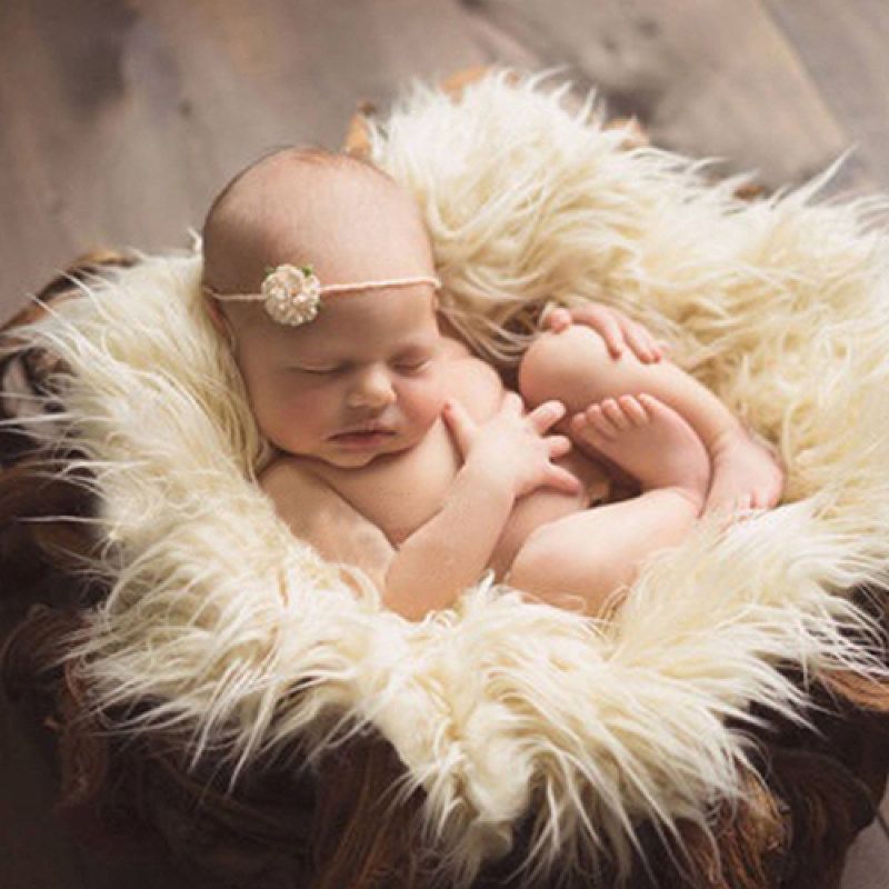 Faux Fur Photography Photo Prop Baby Newborn Blanket-White