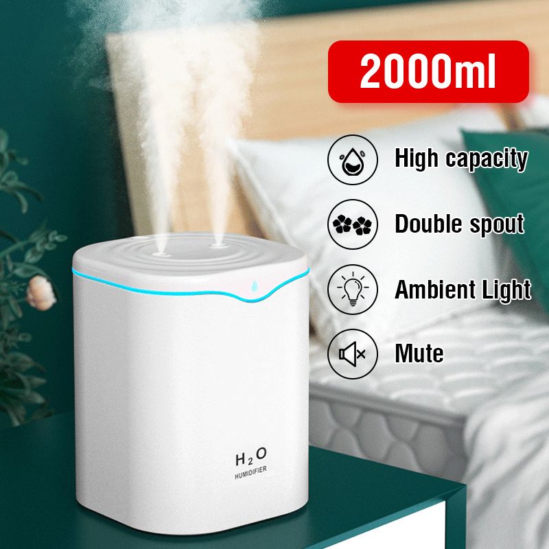 2L Double Spray Humidifiers Air Diffusel Quiet Home