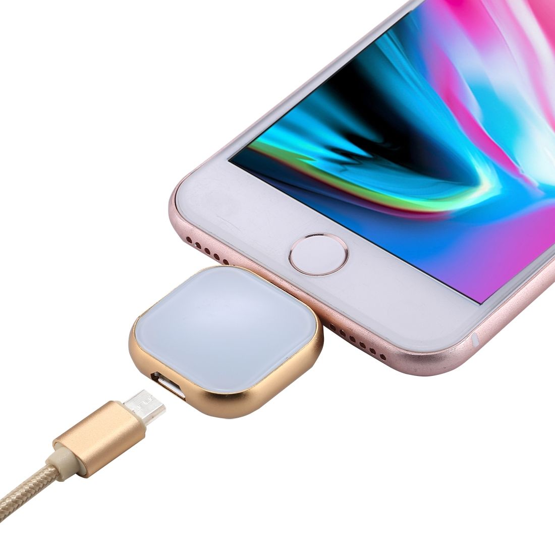 RQW-18S 8 Pin 16GB Multi-functional Flash Disk Drive With USB / Micro USB To Micro USB Cable, For IPhone X / IPhone 8 & 8 Plus / IPhone 7 & 7 Plus / IPhone 6 & 6s & 6 Plus & 6s Plus / IPad(Gold)