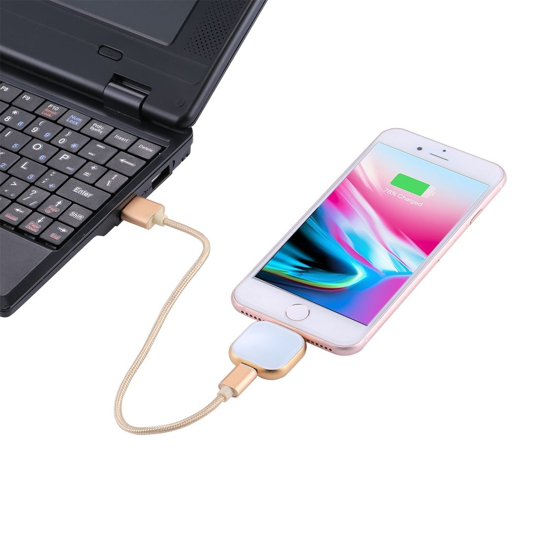 RQW-18S 8 Pin 16GB Multi-functional Flash Disk Drive With USB / Micro USB To Micro USB Cable, For IPhone X / IPhone 8 & 8 Plus / IPhone 7 & 7 Plus / IPhone 6 & 6s & 6 Plus & 6s Plus / IPad(Gold)