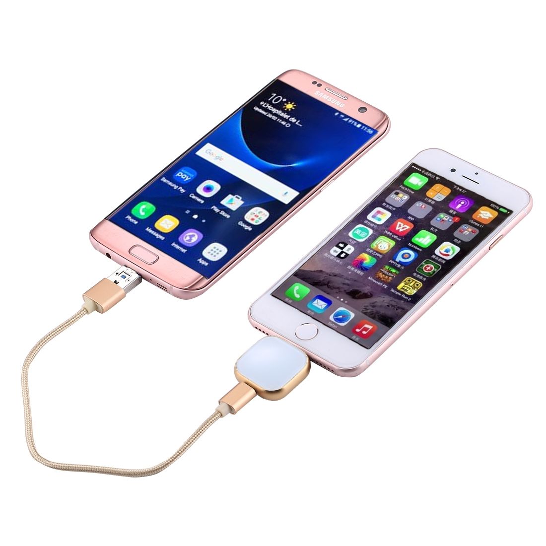 RQW-18S 8 Pin 16GB Multi-functional Flash Disk Drive With USB / Micro USB To Micro USB Cable, For IPhone X / IPhone 8 & 8 Plus / IPhone 7 & 7 Plus / IPhone 6 & 6s & 6 Plus & 6s Plus / IPad(Gold)