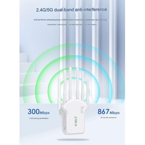 1200Mbps -Wireless WiFi Repeater/Extender/AP/WI-FI Signal Range Amplifier/Booster, Mini 2.4G Portable WiFi Signal Range Extender With WPS For Router Home