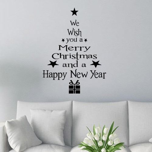 Christmas Tree Letters Stick Wall Art Decal Mural Home Room Decor Wall Sticke BK