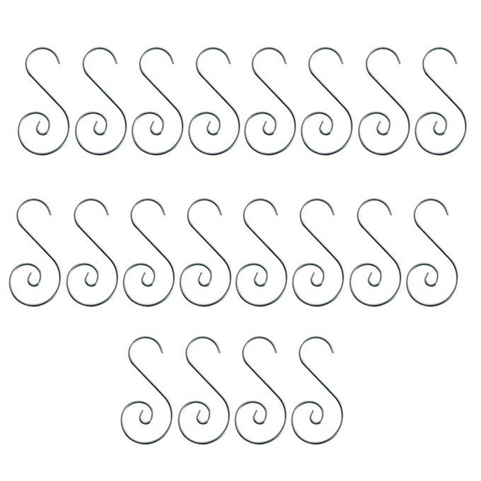 20pcs Christmas Decoration Hooks S Shaped Hanger-Silver