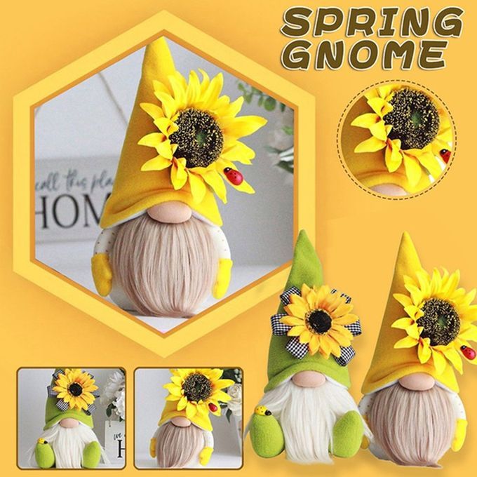 Ute Bee Gnome Doll Sunflower Plush Doll Spring Gnomes Holiday Home De Oration-yellow-20*8 M