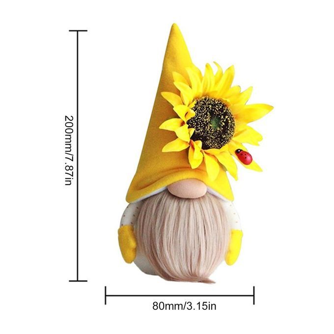 Ute Bee Gnome Doll Sunflower Plush Doll Spring Gnomes Holiday Home De Oration-yellow-20*8 M