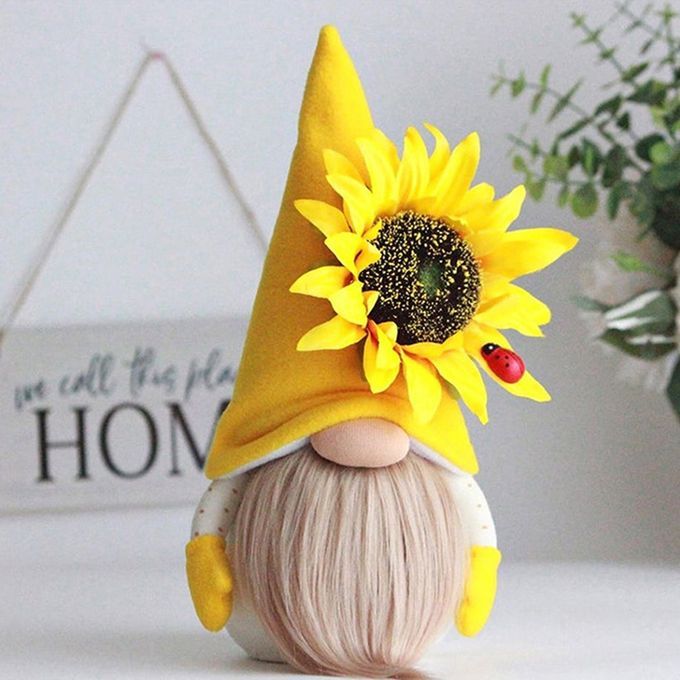 Ute Bee Gnome Doll Sunflower Plush Doll Spring Gnomes Holiday Home De Oration-yellow-20*8 M