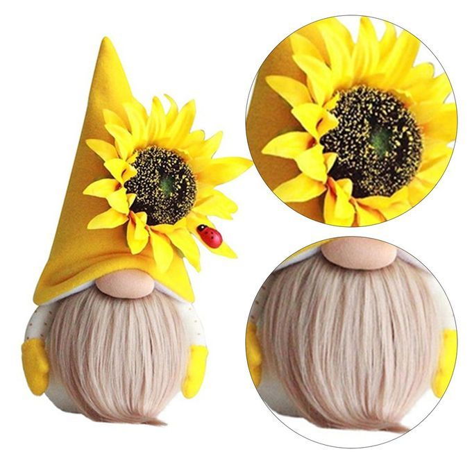 Ute Bee Gnome Doll Sunflower Plush Doll Spring Gnomes Holiday Home De Oration-yellow-20*8 M