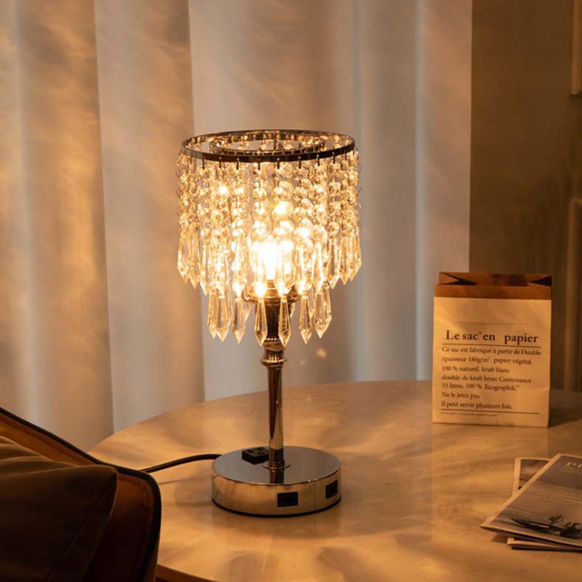 Crystal USB table lamp table bedside counter lamp touch type + touch bulb