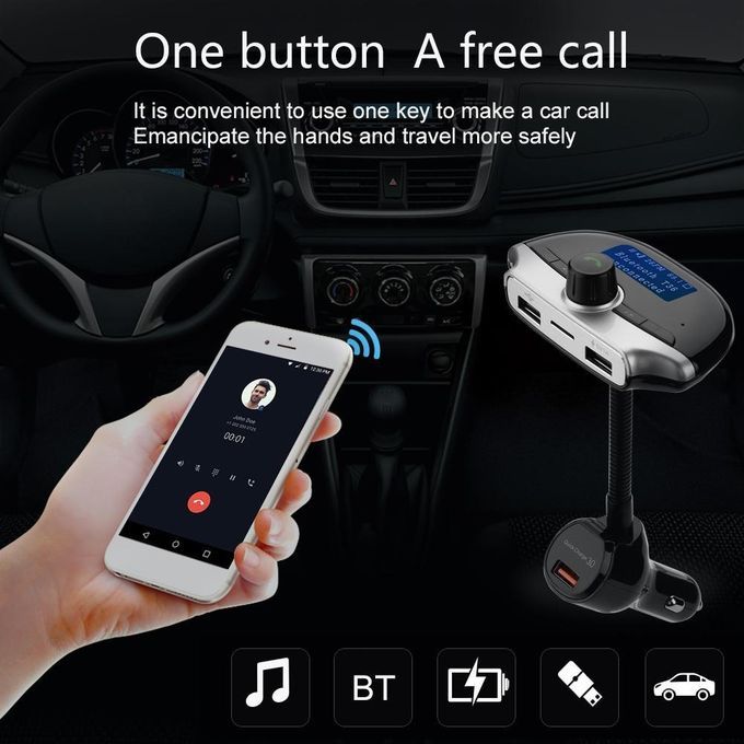T36 Wireless Bluetooth Car MP3 Player FM Transmitter Charger Support By HT