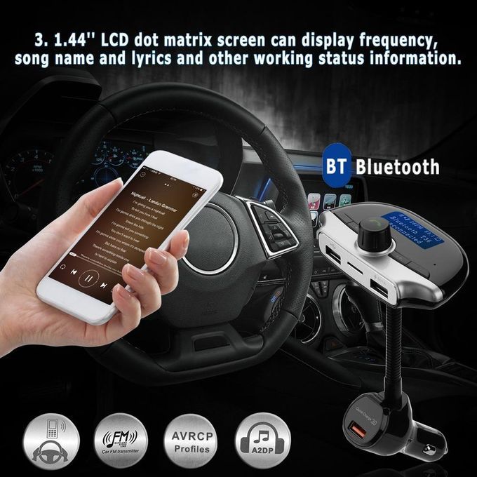 T36 Wireless Bluetooth Car MP3 Player FM Transmitter Charger Support By HT
