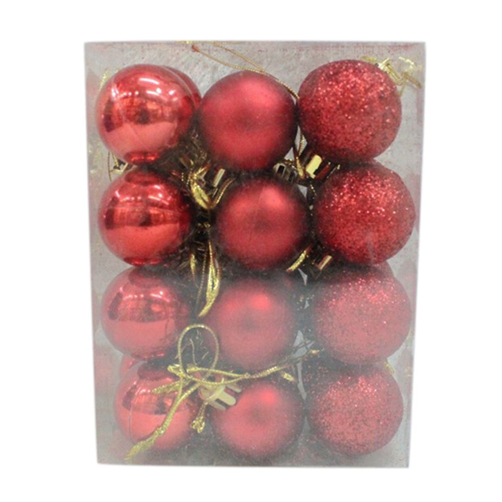 24Pcs 3cm Plastic Christmas Tree Balls Baubles Home-Red