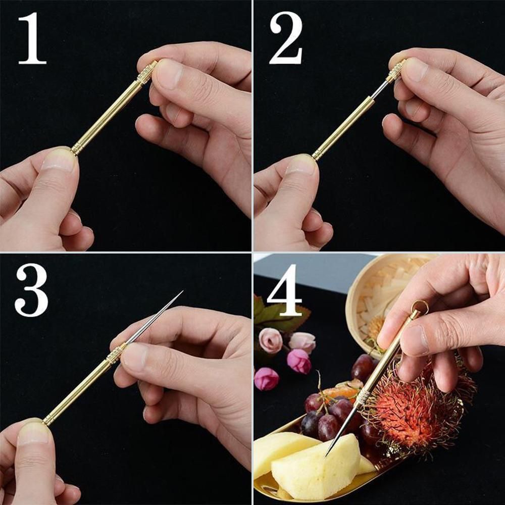 Brass Toothpicks Holder Integrated Telescopic Portable