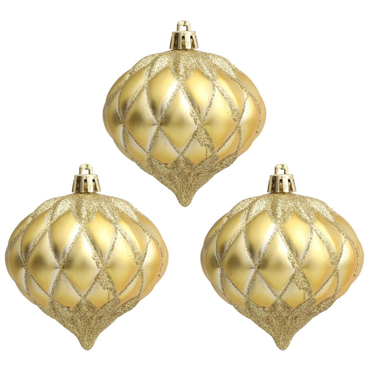 3PcsBox Threaded Ball Christmas Tree Decorations Hanging Ball Golden