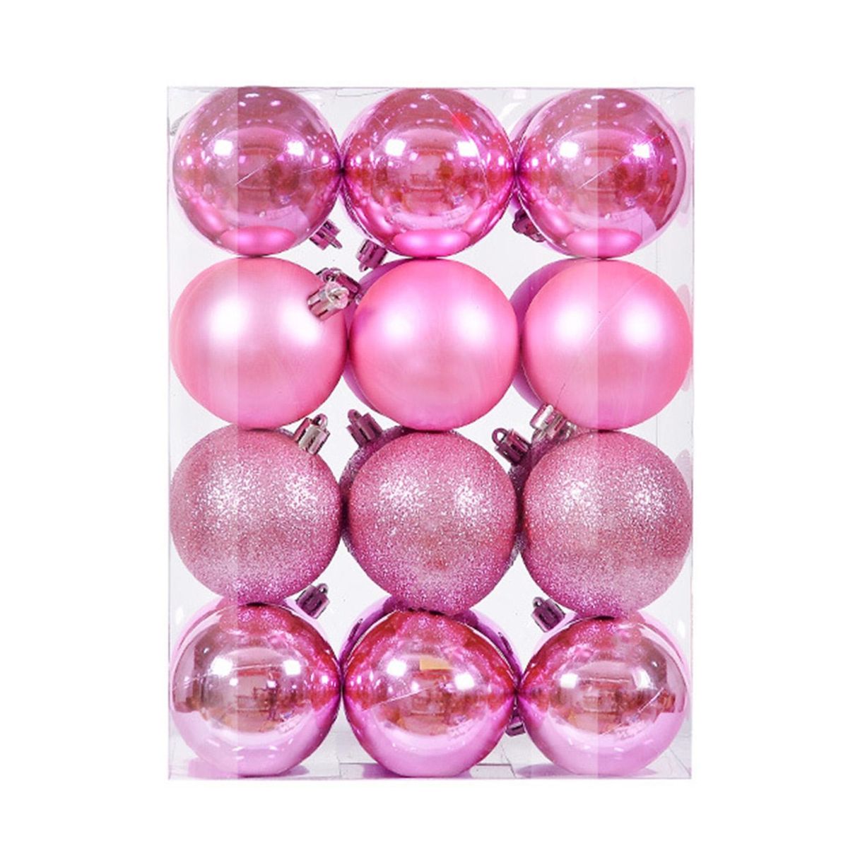24Pcs Xmas Tree Pendants Xmas Tree Hanging Shiny Balls Photography Prop Pink
