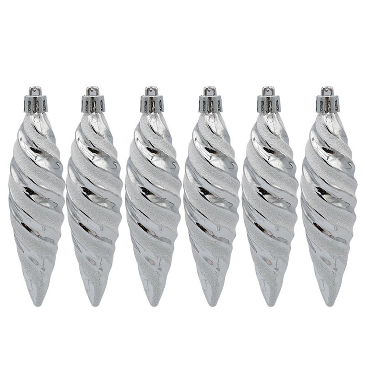 6PcsBox Spiral Ball Xmas Tree Hanging Pendant Decoration Silver