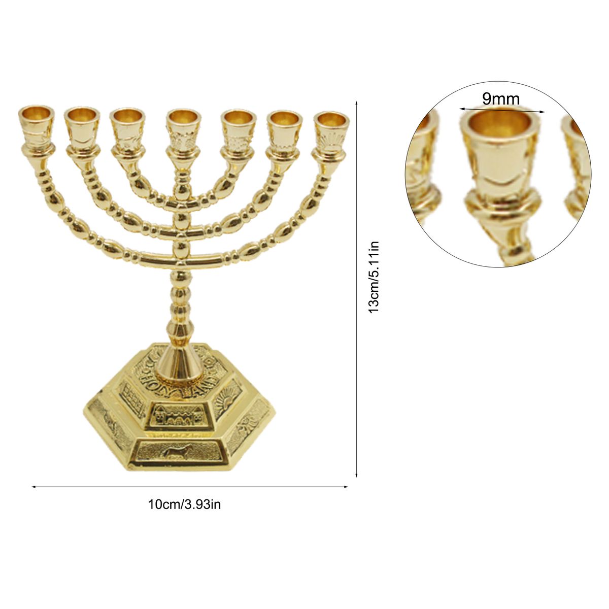 7 Branch Menorah Candle Holder Jerusalem Temple 12 Tribes