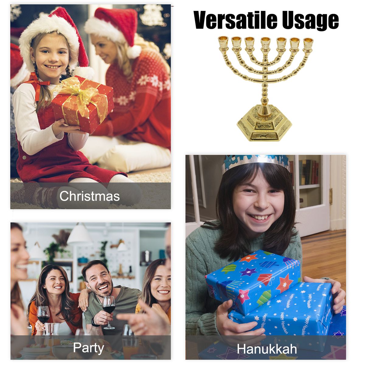 7 Branch Menorah Candle Holder Jerusalem Temple 12 Tribes