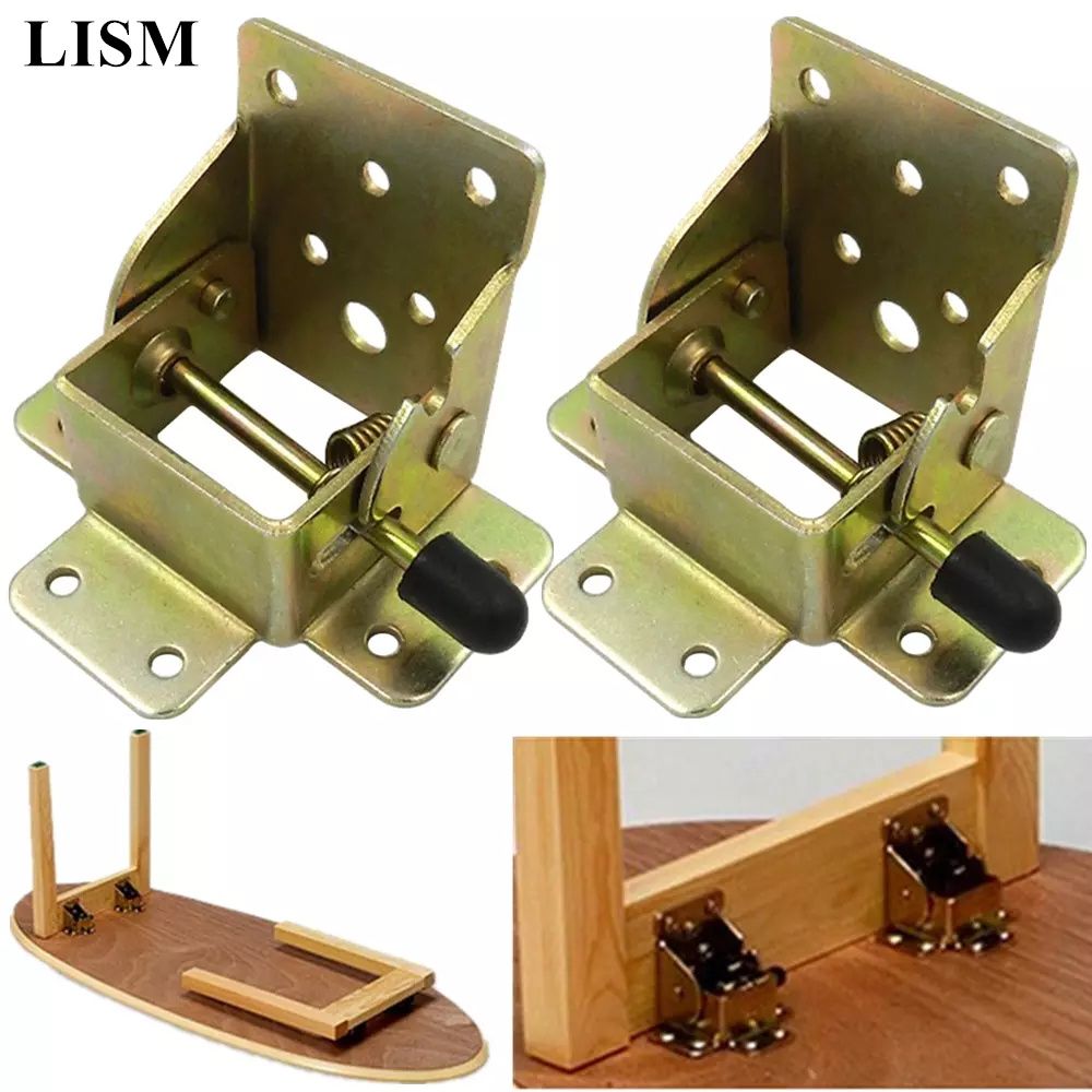4pcs Locking Folding Hinge Table Legs DIY Folding Kitchen Table Leg Brackets Fittings Self Lock Extension Hinge