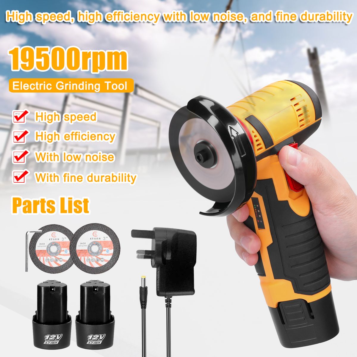 12V 19500rpm Electric Grinding Tool Multifunctional Angle Grinders Handheld Cutter