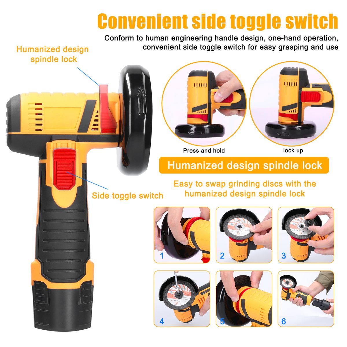 12V 19500rpm Electric Grinding Tool Multifunctional Angle Grinders Handheld Cutter