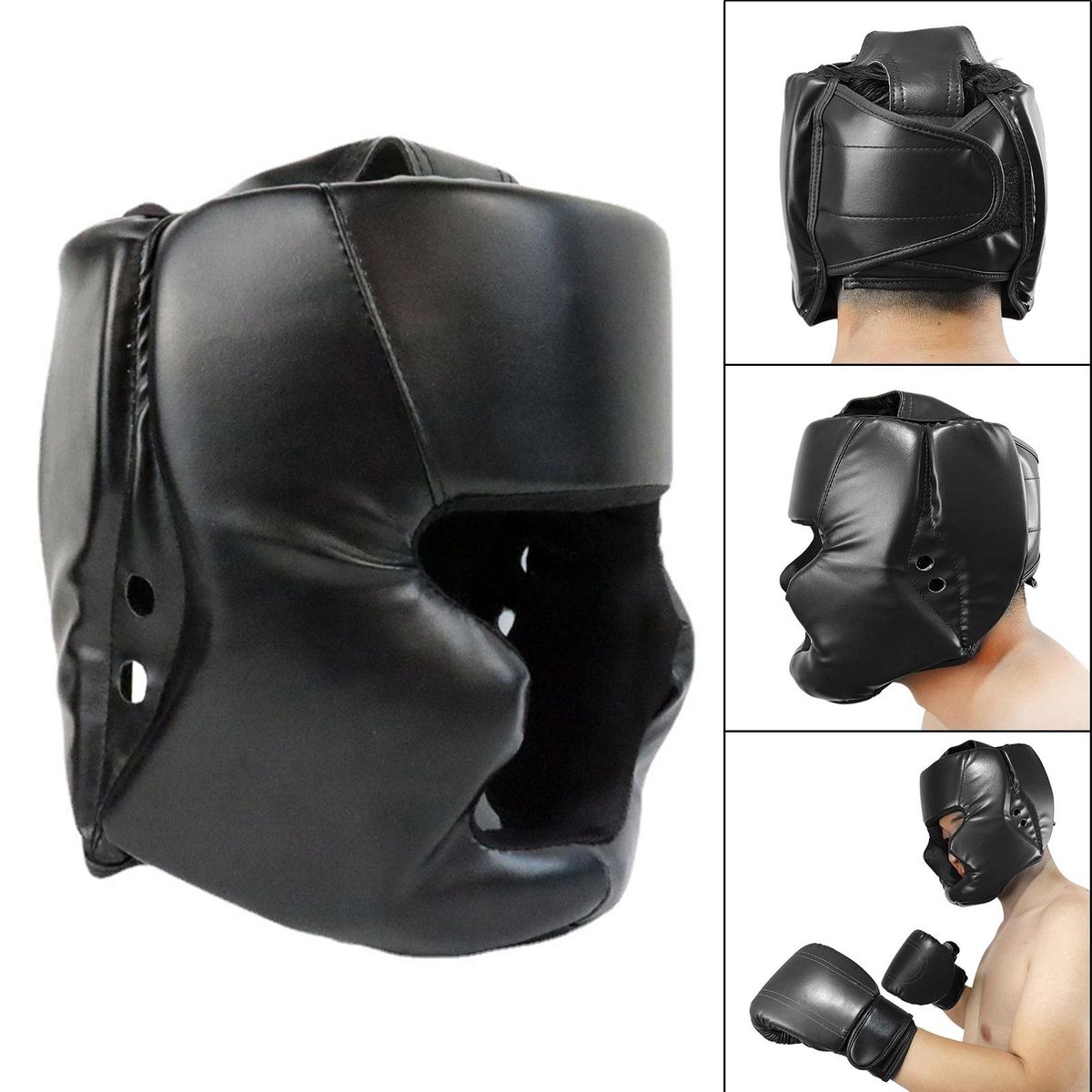Boxing Sparring Head Protector 50 To 58CM Black