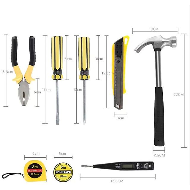 16Pcs Tool Kit Household Hardware Hand Tool Set Tool Box For Daily Repair
