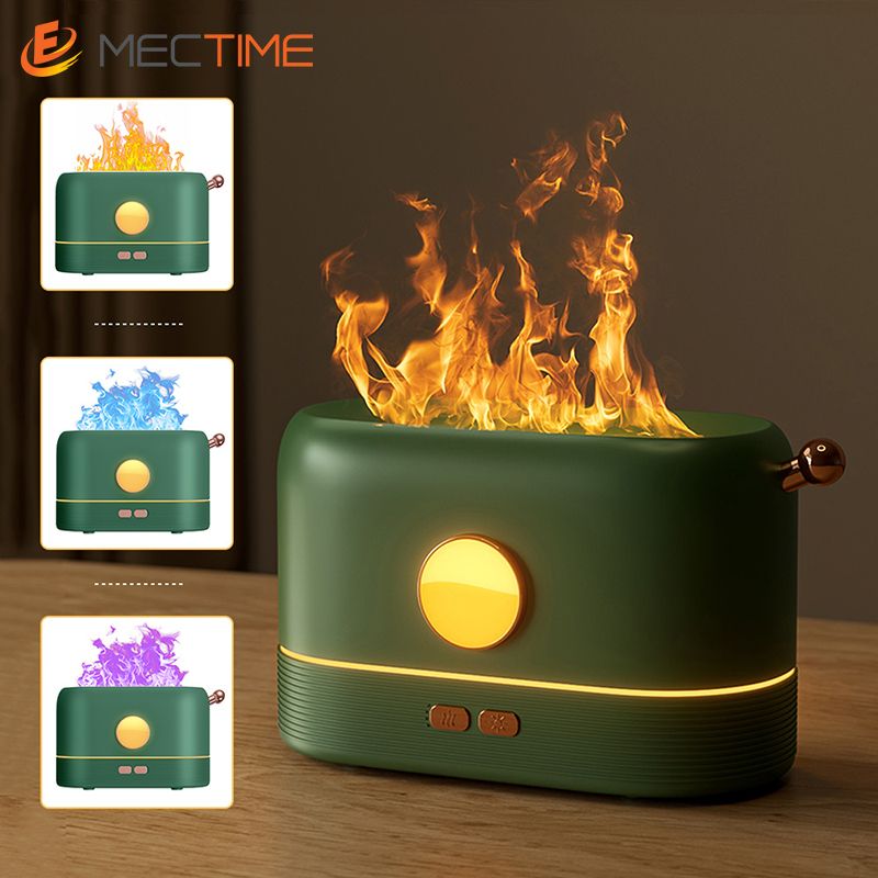 Air Humidifier Flame Lamp Aroma Diffuser 200mL 3-color-Green