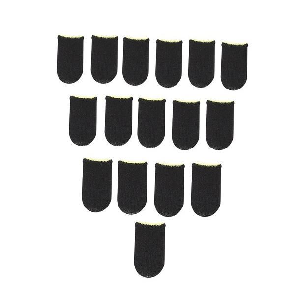 18-Pin Carbon Fiber Finger Sleeves for PUBG Mobile Games Press Screen Finger Sleeves,Black & Yellow 24 Pcs