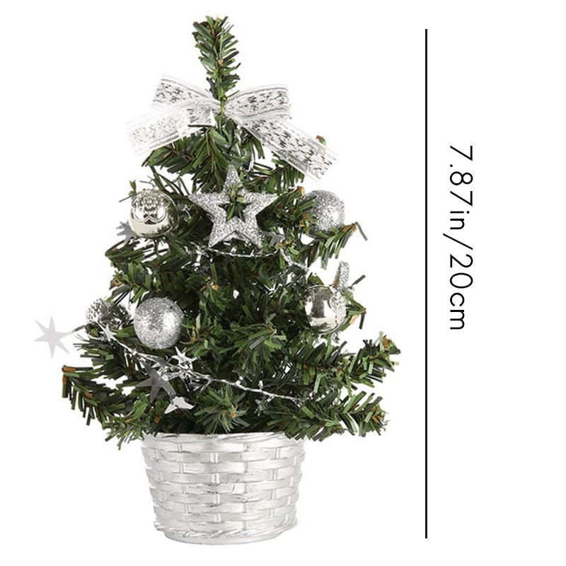 10PCS Christmas House Decor Small Christmas Tree Fibre Optic Ornaments for Office Indoor Reusable Xmas Tree Silver