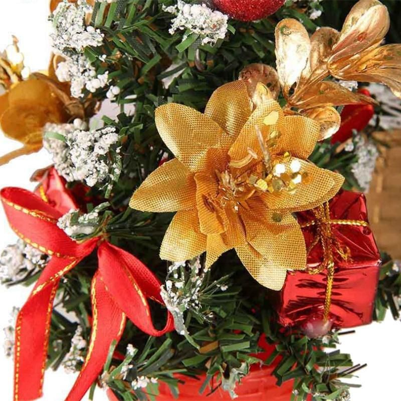 10PCS Christmas House Decor Small Christmas Tree Fibre Optic Ornaments for Office Indoor Reusable Xmas Tree Silver