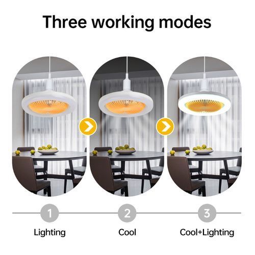 Led Ceiling Light With Built-in Fan And Remote Control - 30W
