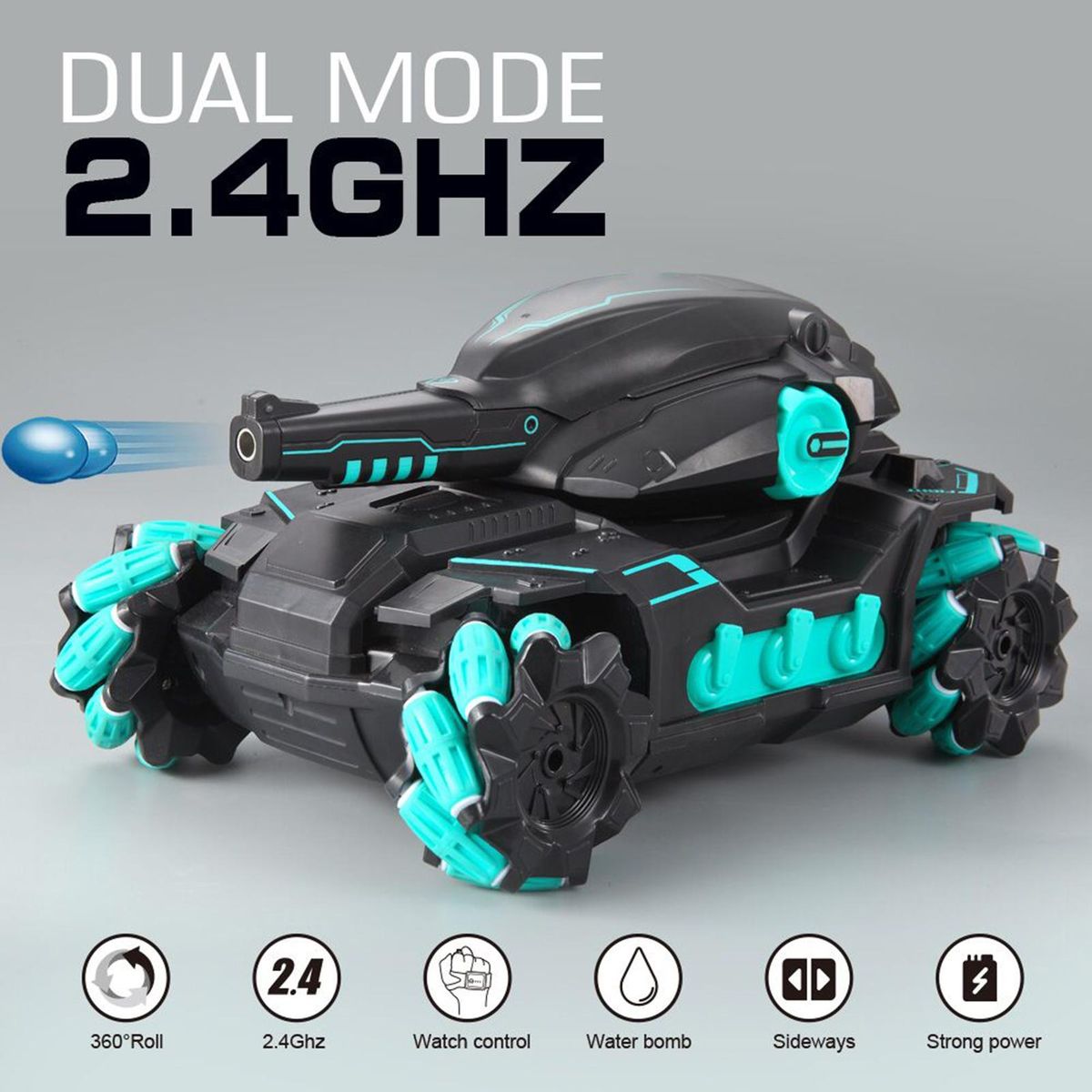 RC Car 2.4GHz Water Bead Car 4WD 360° Rotating 2 Control Mode with Light Music Drift for Boys