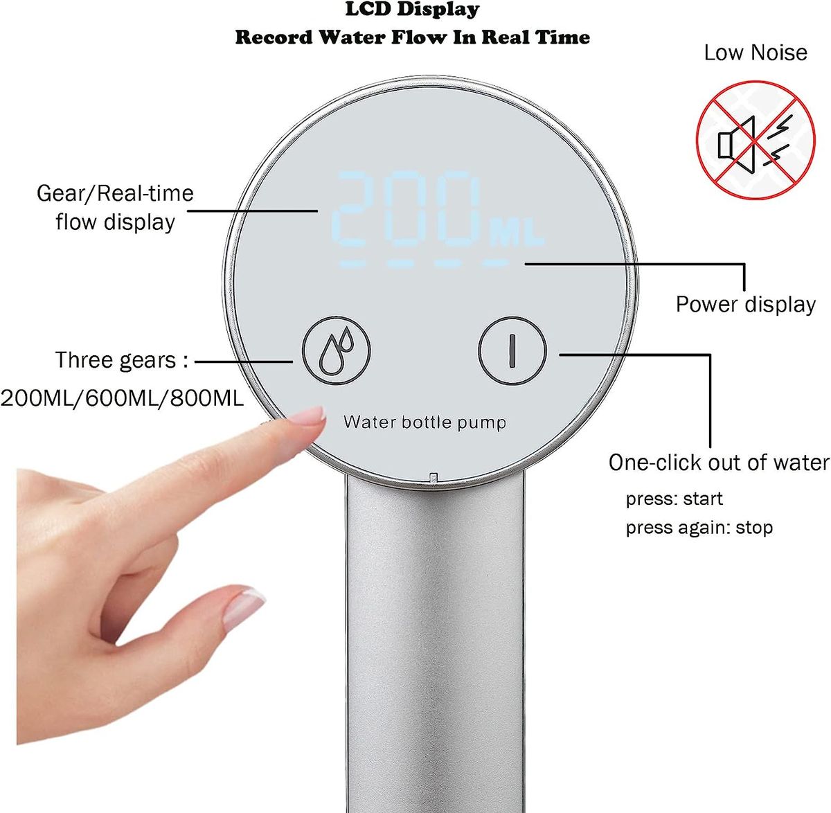 5 Gallon Water Dispenser Electric Folding Water Pump With Touch Screen