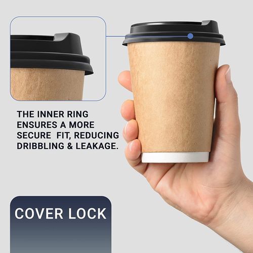 50 Pack Coffee Cup Lids, Black Traveler Disposable Plastic