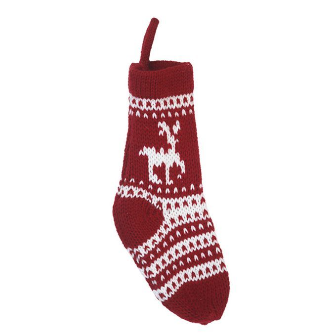 Wall Door Hanging Elk Pattern Stocking Gift Bag-Red