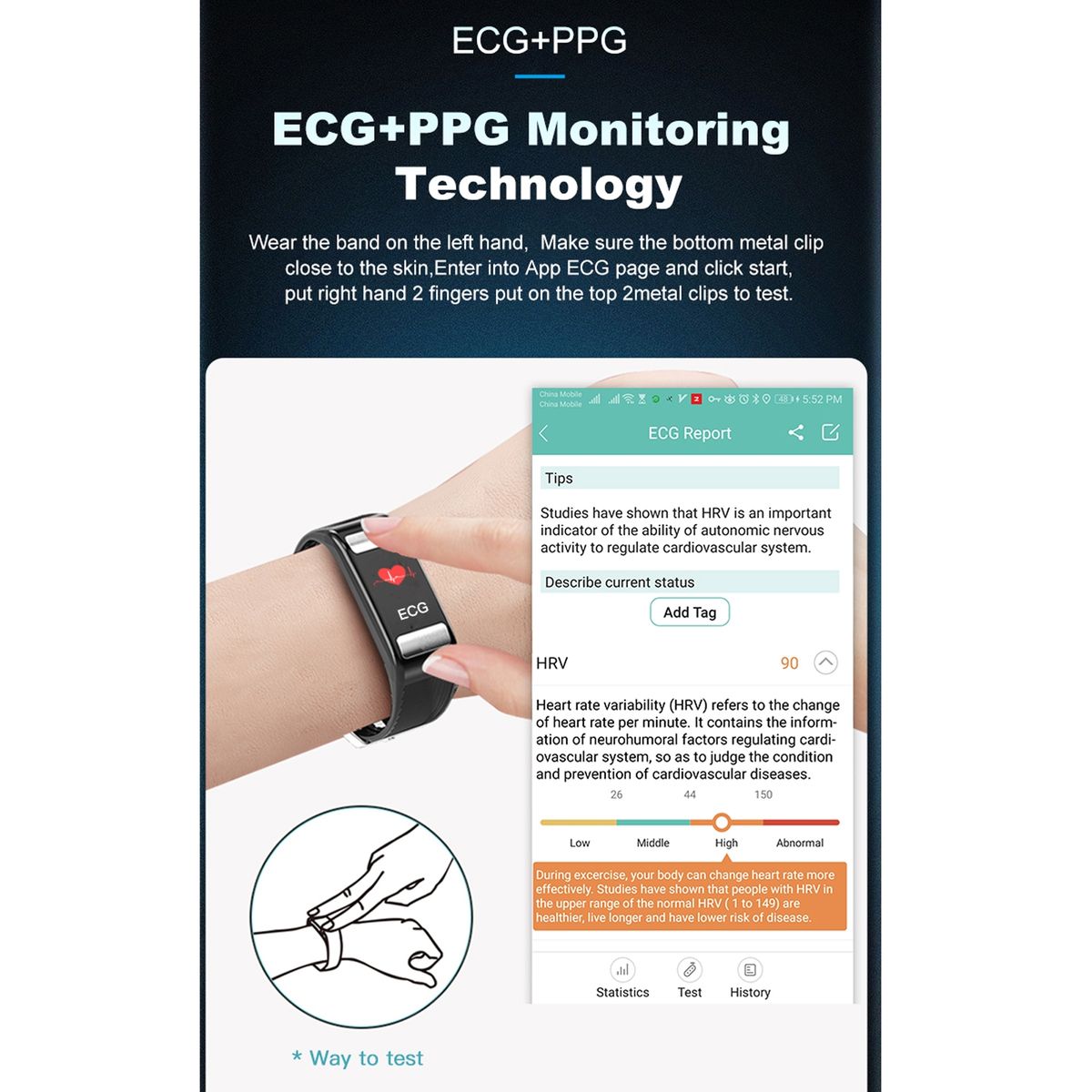 T9 0.96 Inch Color Screen IP67 Waterproof Smart Bracelet, Support ECG + PPG Monitor / Heart Rate Monitor / Blood Pressure Monitor(Grey)