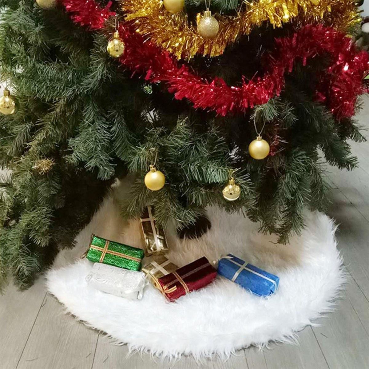 30 Inch Christmas Tree Skirt Reusable Xmas Tree Skirt for Christmas Decorations Happy Thanksgiving Day Wedding Holiday Festivals Gift
