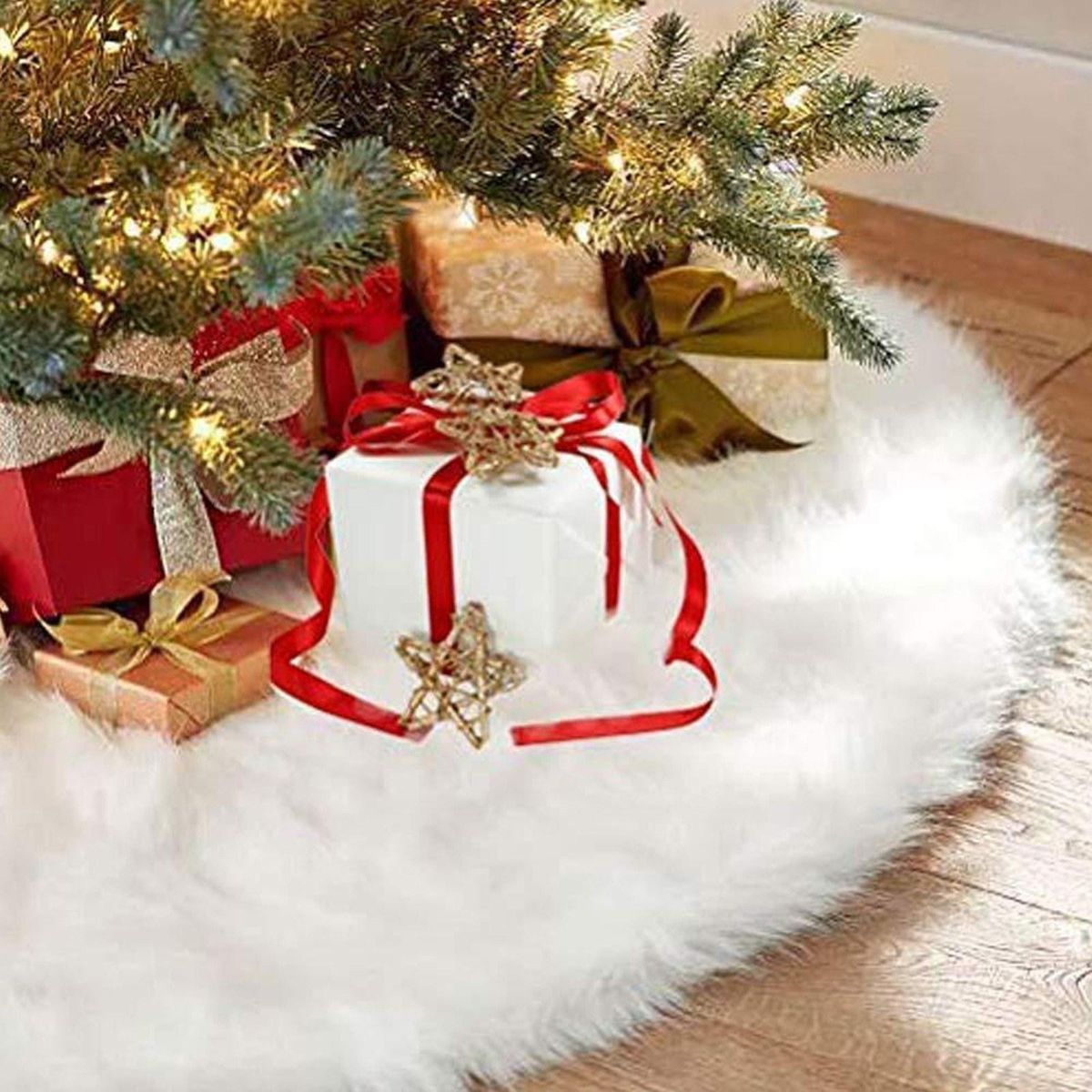 30 Inch Christmas Tree Skirt Reusable Xmas Tree Skirt for Christmas Decorations Happy Thanksgiving Day Wedding Holiday Festivals Gift