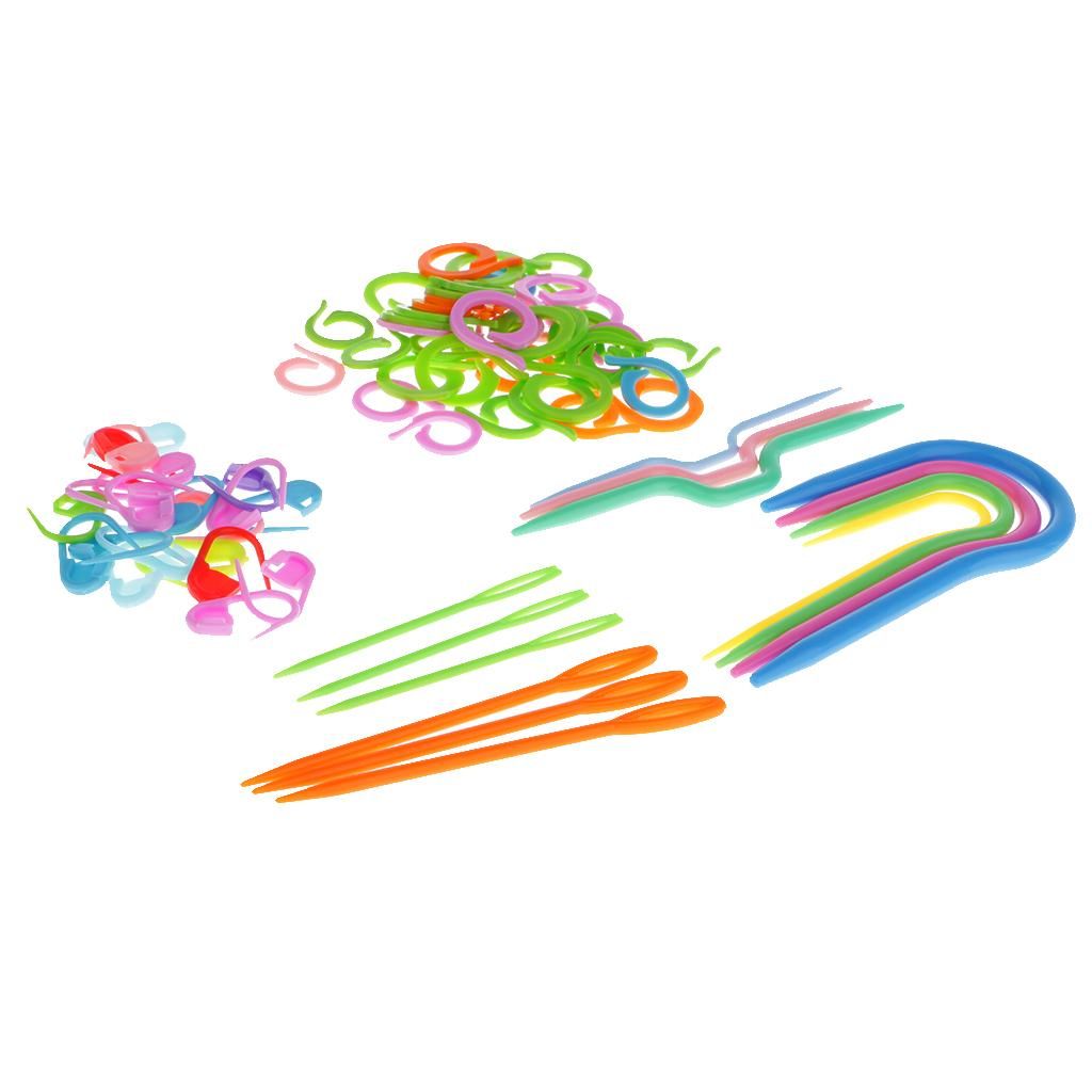 73Pcs Knitting Crochet Hooks Locking Stitch Markers Pins Needles Clips