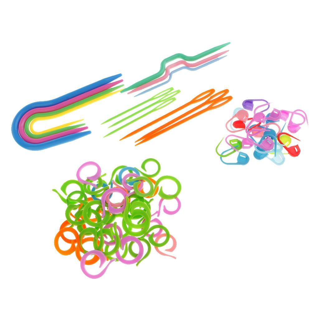 73Pcs Knitting Crochet Hooks Locking Stitch Markers Pins Needles Clips