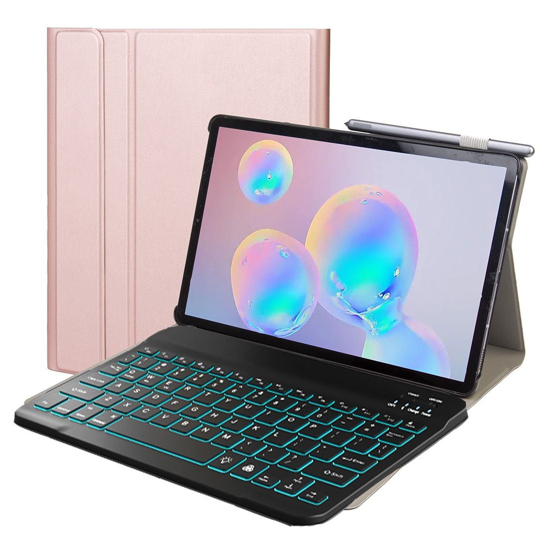 DY-M10P For Lenovo Smart Tab M10 HPD Plus TB-X606F 10.3 Inch 2 In 1 Removable Magnetic ABS Bluetooth Keyboard + Protective Leather Case With Stand & Sleep / Wake-up & Pen Holder(Rose Gold)